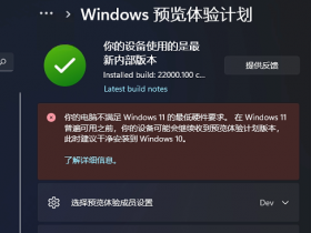 [系统教程]Win11预览体验计划显示:你的电脑不满足Windows11的最低硬件需求怎么办？