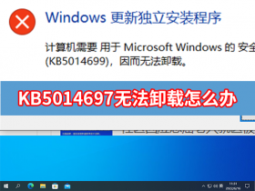 [系统教程]KB5014699无法卸载 Win10 KB5014699更新无法卸载怎么办？