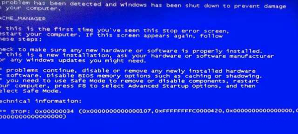 [系统教程]电脑蓝屏代码0X00000034怎么办？电脑蓝屏代码0X00000034解决办法