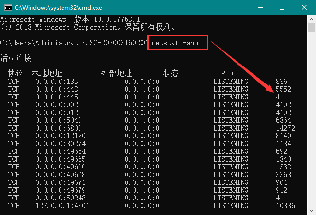 [系统教程]Win10 20H2系统如何使用cmd查看端口占用情况？