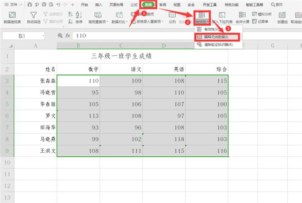 办公软件使用之Excel如何添加数据标识圈