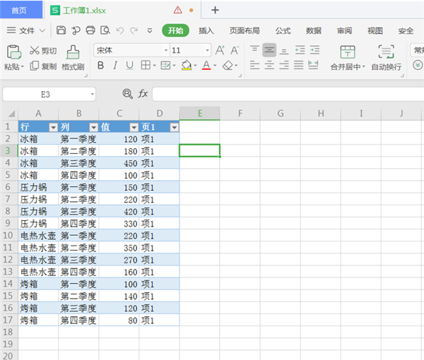 办公软件使用之WPS Excel中将二维表转换成一维表方法！