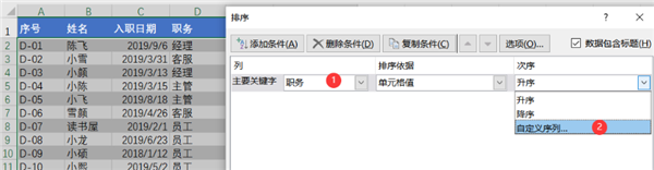 办公软件使用之WPS Excel利用自定义序列方法进行排序技巧