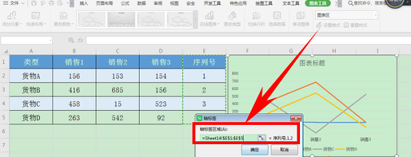 办公软件使用之WPS中Excel图表修改横坐标的方法