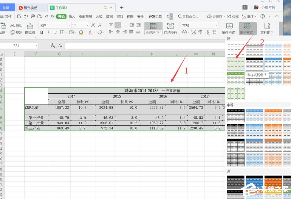 办公软件使用之wps表格怎么设置仅套用表格样式？