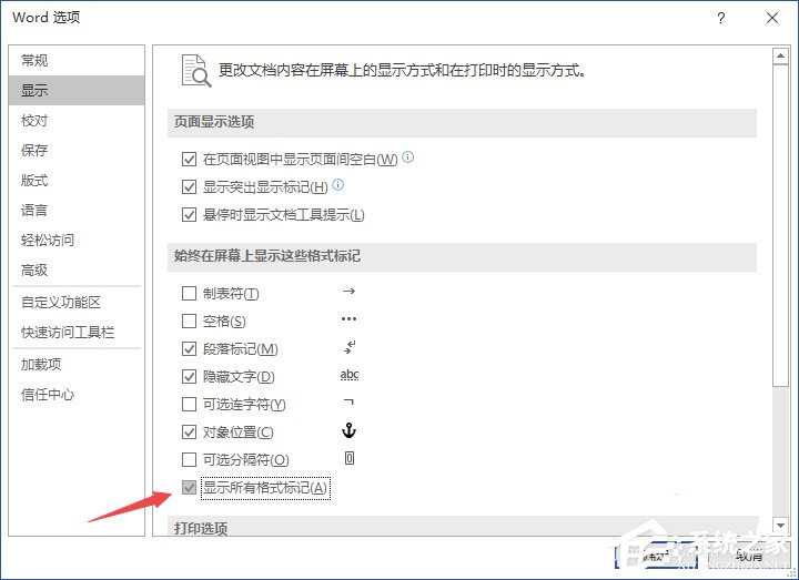 办公软件使用之Word2019如何显示所有格式标记？显示所有格式标记的方法