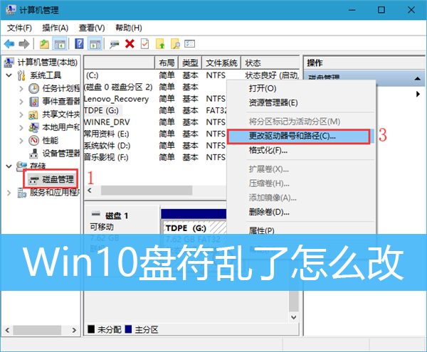 [系统教程]Win10盘符乱了怎么办？Win10电脑硬盘如何修改盘符？