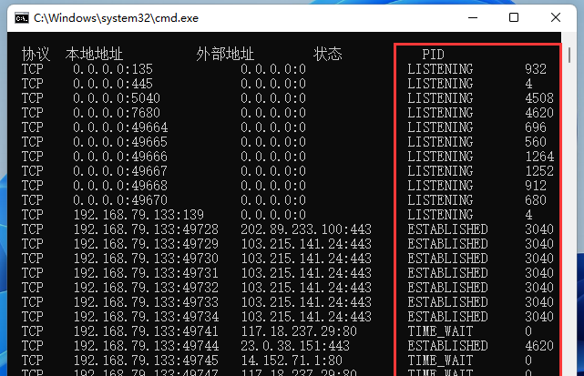 [系统教程]怎么看端口有没有被占用？Win11查看端口是否占用的方法