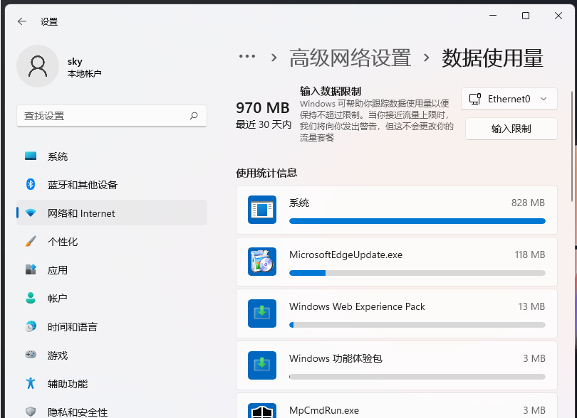 [系统教程]Win11怎么看用了多少流量？Win11查看数据使用量方法