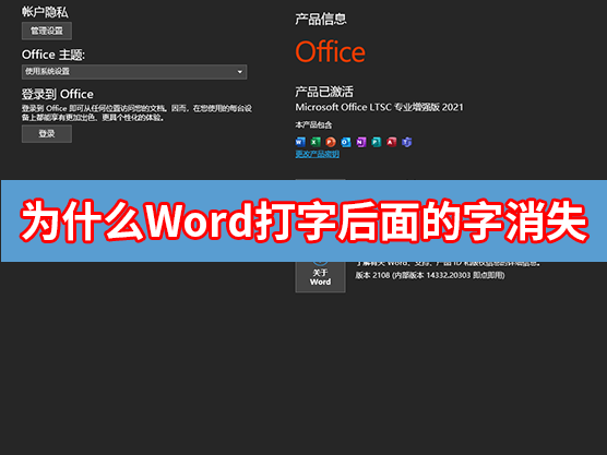 办公软件使用之为什么word文档打字,后面的字自动消失？