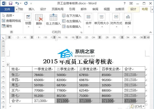 办公软件使用之Word表格设置导入数据后自动计算求和的方法教学