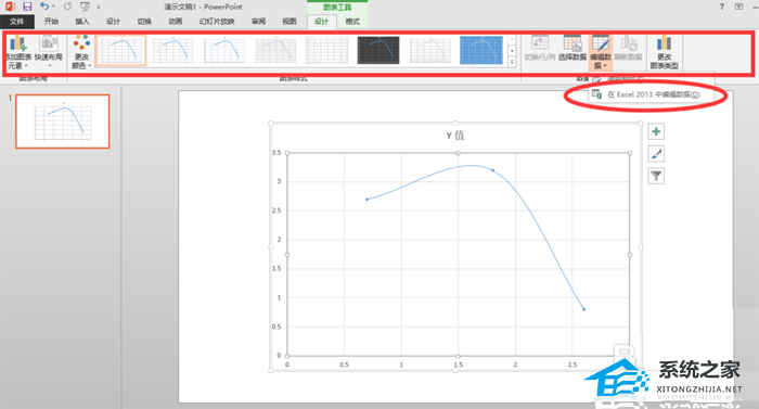 办公软件使用之PPT怎么制作曲线散点图表？PPT制作曲线散点图表的方法