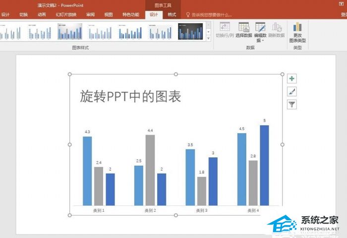 办公软件使用之PPT如何旋转图表？PPT旋转图表的教程